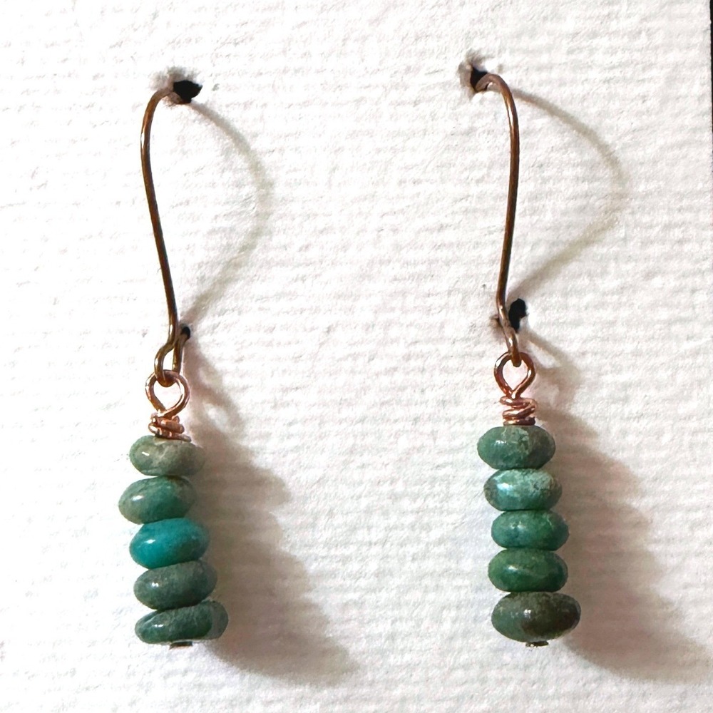 Handmade‎ Turquoise Copper Beaded Drop Earrings Boho Stephanie Aune ArtistJ3009